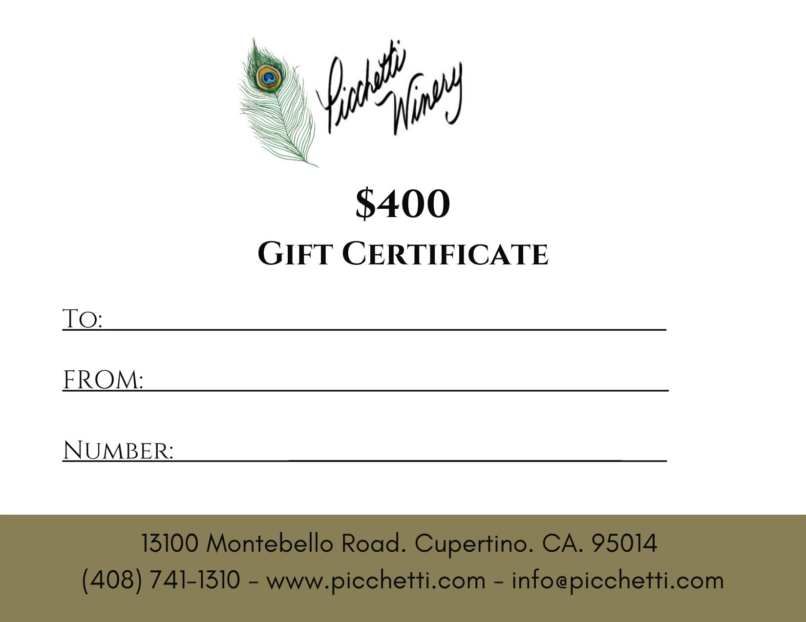Product Image for $400 Gift Certificate